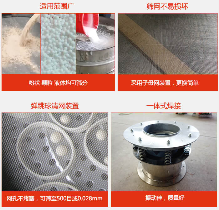 食品振動篩特點(diǎn)：1，效率高？：效率高，設(shè)計精巧耐用，任何粉類，粘液軍可篩分。2，操作簡單采用優(yōu)質(zhì)材料，換網(wǎng)容易，操作簡單，清洗方便。3，網(wǎng)孔不堵塞粉末不飛揚(yáng)，可篩至500目或0.028mm4，精細(xì)做工產(chǎn)品經(jīng)過嚴(yán)格加工程序，做工精細(xì)美觀耐用。5，獨(dú)特網(wǎng)架設(shè)計篩網(wǎng)使用時間長久，換網(wǎng)只需3-5分鐘。