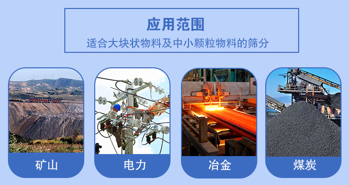 礦業(yè)振動篩應(yīng)用行業(yè)：適合大塊狀物料及中小顆粒物料的篩分：礦山，電力，冶金，煤炭等。
