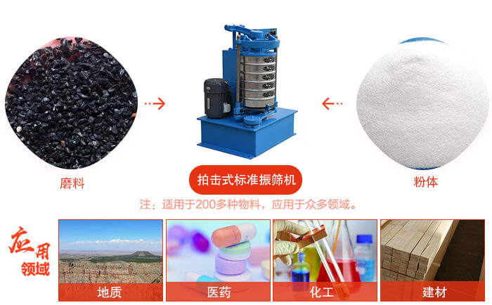 拍擊篩適用于多種物料顆粒狀，粉狀，不規(guī)則物料的篩分。
